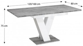 Masiv 4 személyes étkezőszett Coleta székekkel, Beton - Fekete bársony N