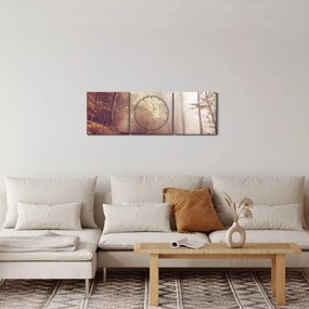 Kép - Őszi séta az erdőben (órával) (90x30 cm)