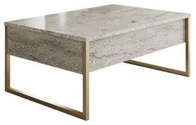 Dohányzóasztal Luxe - Travertine, Gold