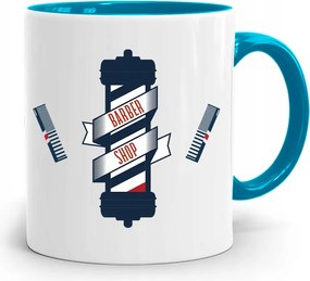 Kék Bögre Ajándék Fodrásznak Barber Shop nyomott mintával