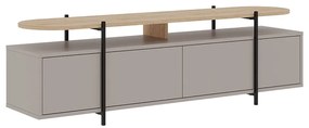 Szürke-bézs TV-állvány tölgyfa dekorral 160x48 cm Hinoa – Marckeric