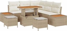 vidaXL Kerti Kanapé Szett 8 pcs Bézs polirattan