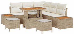 vidaXL Kerti Kanapé Szett 8 pcs Bézs polirattan