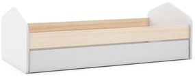 Fehér-natúr színű gyerekágy borovi fenyő dekorral, kihúzható pótággyal 90x200 cm Estefania – Marckeric