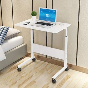 Állítható laptop asztal - Fehér/Fa