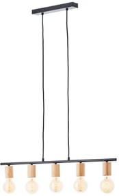 Brilliant - Függőlámpa kábellel KERRY 5xE27/40W/230V fekete/bambusz