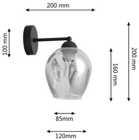 Fali lámpa LILI 1xE27/15W/230V fekete/szürke