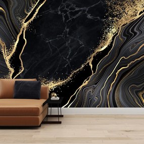Fotótapéta - Fekete és arany márvány (147x102 cm)