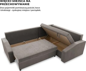 Grande Plus sarokkanapé, jobboldali, szövet anyag, szürke