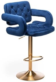 HR8403W Tengerkék modern velúr szék arany lábbal