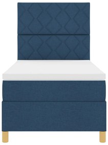 Box Spring Ágy Matraccal &amp; LED Kék 90x190 cm Szövet