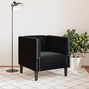 fekete bársony Chesterfield kanapéfotel