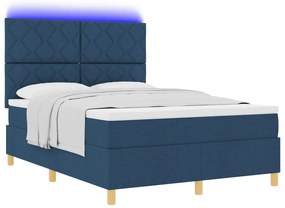 Box Spring Ágy Matraccal és LED Kék 140x200 cm Szövet