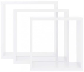 3 db fehér MDF fali kockapolc
