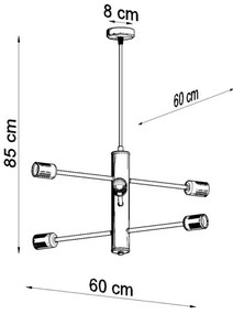 Csillár zsinóron DUOMO 6 6xE27/60W/230V fekete