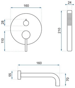 Rea Lungo - rejtett fürdő szett + doboz P6300 - komplett készlet, arany, REA-P4563