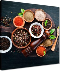 Vászonkép 40x40 Bors színes só deszka