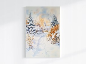 Poszter Tájkép Domb Templom Tél Hó Ösvény 40x60