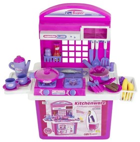 G21 játék - Gyerek konyha tartozékokkal kofferben, rózsaszín