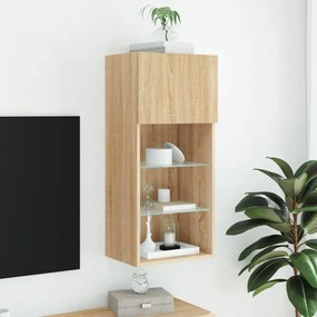 sonoma tölgy színű TV-szekrény LED-lámpákkal 40,5x30x90 cm