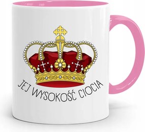 Rózsaszín Bögre Ajándék Őfelsége Nagynénjének, fényképes nyomattal