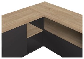 Fekete-natúr színű TV-állvány tölgyfa dekorral 90x45 cm Angle – TemaHome