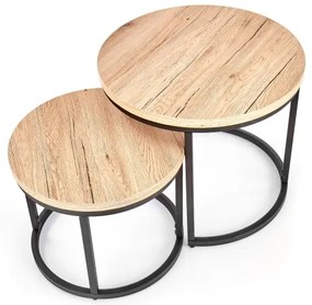 2 db-os JENO dohányzóasztal szett, tölgy/fekete