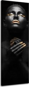 Vászonkép Fekete Nő Arany Köröm Száj Szemek 40x120 cm