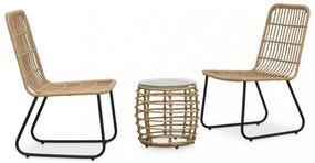 vidaXL 3-darabos tölgyszínű polyrattan bisztrószett
