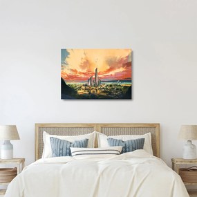 Üveg kép - Festett város (70x50 cm)