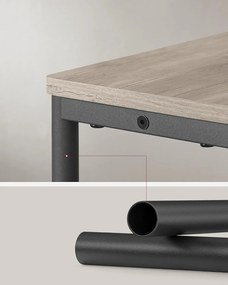 Keskeny oldal asztal töltő funkcióval 3 polcos, 18 x 45 x 58 cm Greige szürke fekete lábakkal