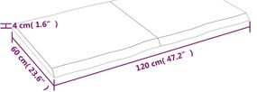 sötétbarna kezelt tömör asztallap 120x60x(2-4) cm