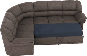 Sarokülőgarnitúra ágyfunkcióval és ágyneműtartóval, bal oldali kivitel, barna, AMELIA