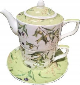 Tea for one Teáskanna kancsó csésze 480/220 ml motívum Zöld olíva