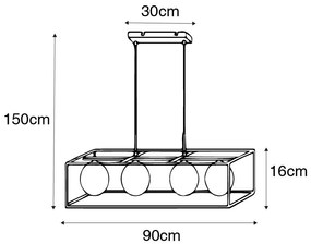 Design lógólámpa arany fehér üveggel 4-lámpás - Aniek