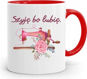 Piros Szabó Bögre Varrónő Nyakba Akasztható, Mert Szeretem A fényképes nyomatot