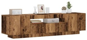 antik fa színű szerelt fa TV-szekrény LED-ekkel 160x35x40 cm