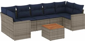 vidaXL 8 részes szürke polyrattan kerti ülőgarnitúra párnával