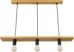 Led Mennyezeti Függő Lámpa 3x E27 0-110cm Tölgy Falra szerelhető Túlnyúló Deszka Nappali