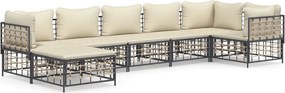 vidaXL 7 részes antracitszürke polyrattan kerti ülőgarnitúra párnákkal