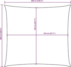 Barna négyzet alakú oxford-szövet napvitorla 6 x 6 m