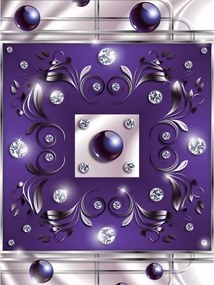 Fotótapéta Lila kristály Ezüst csillogó gyöngy Elegáns vinil 184x254 +ragasztó