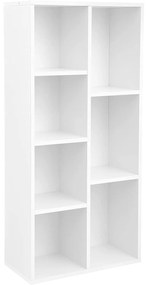 Könyvespolc, tároló 7 nyitott rekesszel, fehér