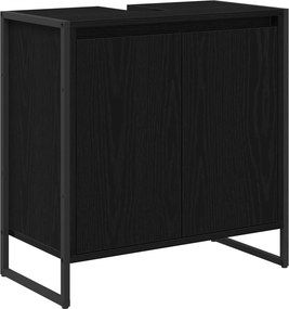 vidaXL Fürdőszoba Székény ajtóval Fekete tölgy 60 x 30 x 60 cm Faanyag