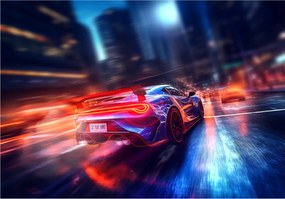 Fotótapéta Neon sportautó város éjszaka dinamika 416x254 +ragasztó