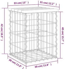 tömör fenyőfa gabion kerti pad 33x31x42 cm