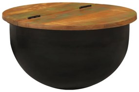 fekete tömör újrahasznosított fa dohányzóasztal 50 x 27 cm