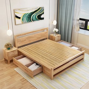 Franciaágy, 180x200, masszív fa, természetes, SHEILA