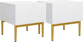 Nicole éjjeliszekrény készlet 2 db-os - fehér matt / arany lábak