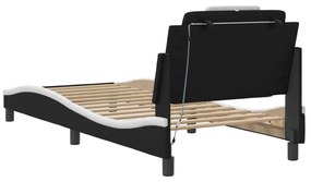 fekete és fehér ágykeret Viana LED-ekkel matrac nélkül 80 x 200 cm